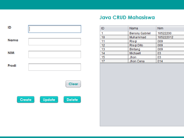CRUD Java with GUI